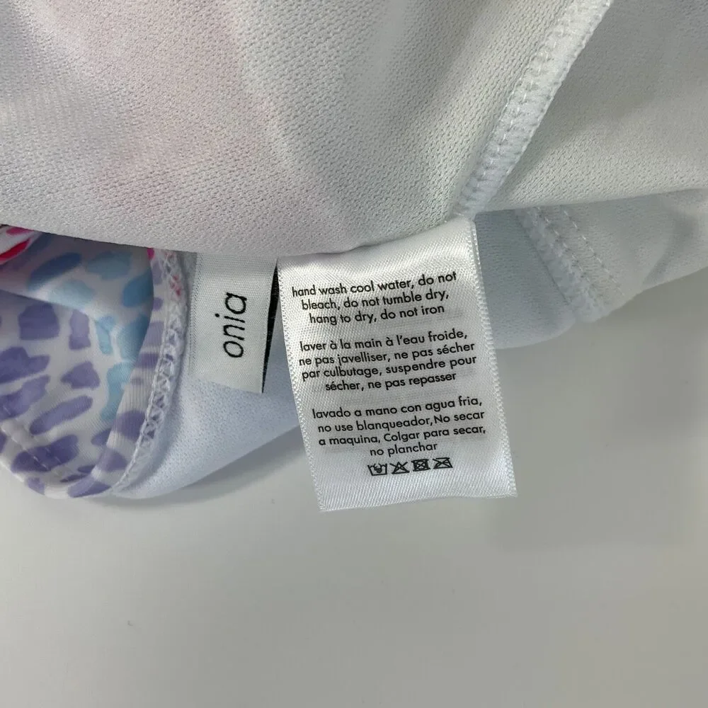 Onia Animal Print One Shoulder Swim Suit Pastel L